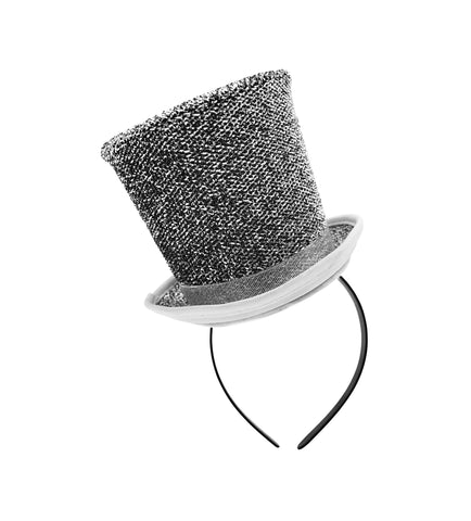 Adult Sparkly Mini Glitter Mesh Top Hat Headband Tinsel Gatsby St Patricks Halloween Costume Accessory