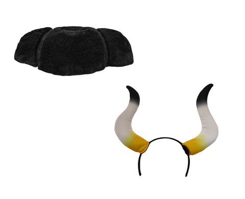 Bullfighter Black Felt Matador Steer Horn Headband Hat Costume Accessory Set