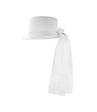 Adult White Top Hat With Veil Rose Flower Accent Halloween Costume Accessory