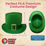 Unisex Adult Saint Patrick's Day Irish Leprechaun Green Top Hat with Buckle