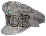 Iridescent Drag Gay Pride Sequins Studs Steampunk Festival Captain Hat