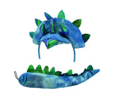 Adult Triceratops Dragon 3 Horn Dinosaur Headband Tail Costume Accessory Set