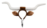 Adult Texas Longhorn Bull Steer Cow Ears Horn Headband Tail Nose Animal Costume Accessory Set