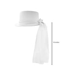 Adult White Top Hat With Veil Rose Flower Accent Halloween Costume Accessory