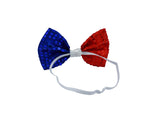 Adult Sequin American Patriotic Red White Blue Bow Tie Bowtie Costume Accessory