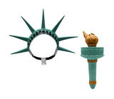 Adult Statue of Liberty Torch and Crown Headband Tiara Headpiece Patriotic Lady Liberty Costume Accessory Set