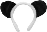 Unisex Panda Bear Ears Headband and Tail Costume Set, Black/White, One Size