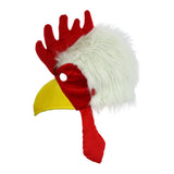 Adult Fuzzy Chicken Hat With Gizzard Rooster Hat Mask Costume Accessory One Size