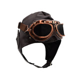 Deluxe Vinyl Retro Pilot Aviator Helmet Kit Flying Hat Goggles And Scarf Costume Set, One Size