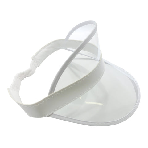 Retro Tennis Beach Plastic Sun Visors Hats, (Pack of 12), Clear, One Size