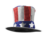 Adult Deluxe Uncle Sam Top Hat Vest Bowtie Beard Sequin Patriotic Costume Set