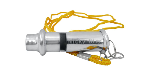 Nicky Bigs Novelties Deluxe Metal Train Conductor Whistle with Lanyard, Silver, One Size