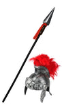 Medieval Knight Roman Helmet with Faux Feathers And Spear Prop Legion Centurion Gladiator Costume Warrior Accessories