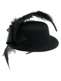 Mini Top Hat Fascinator with Pearl Stud On Hair Clips, Black, One Size