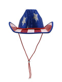 USA American Flag 4th of July Sequin Red White Blue Patriotic Cowboy Cowgirl Hat