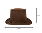 Deluxe 6" Faux Brown Suede Top Hat Steampunk Coachman Adult Costume Accessory